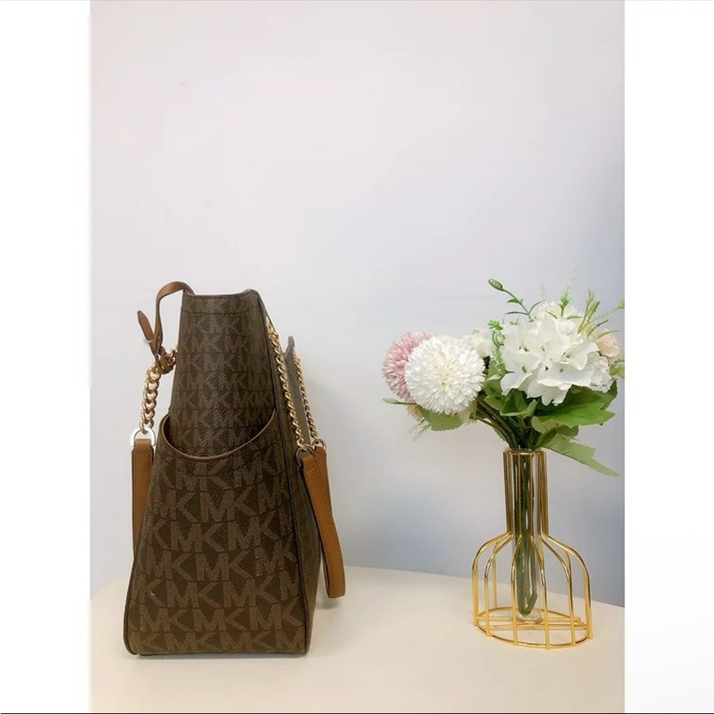 Michael Kors Brown MK Logo Chain-Handle Tote - Picture 4 of 4
